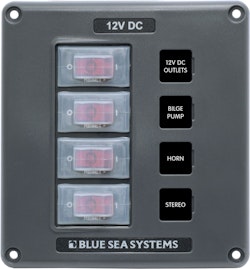  Blue Sea Systems - Vandtæt kontaktpanel - Grå, 4 positioner