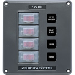 Blue Sea Systems - Vattentät strömbrytarpanel - grå, 4 positioner