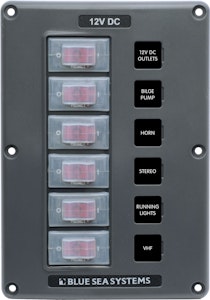  Blue Sea Systems - Water Resistant Switch Panel - Grey, 6 Positions