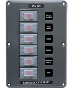  Blue Sea Systems - Water Resistant Switch Panel - Grey, 6 Positions