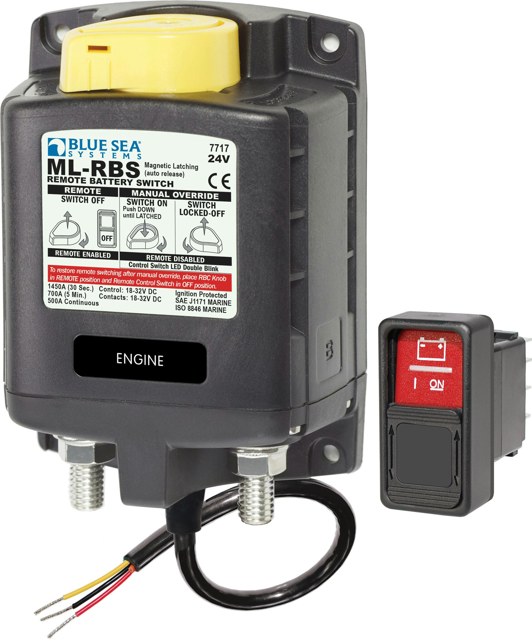 Blue Sea Systems - Solenoid ML 24V RBS SPST w/Man 2 (Bulk)