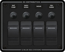  Blue Sea Systems - DC panel Black 4 positions, with 4 Carling switches