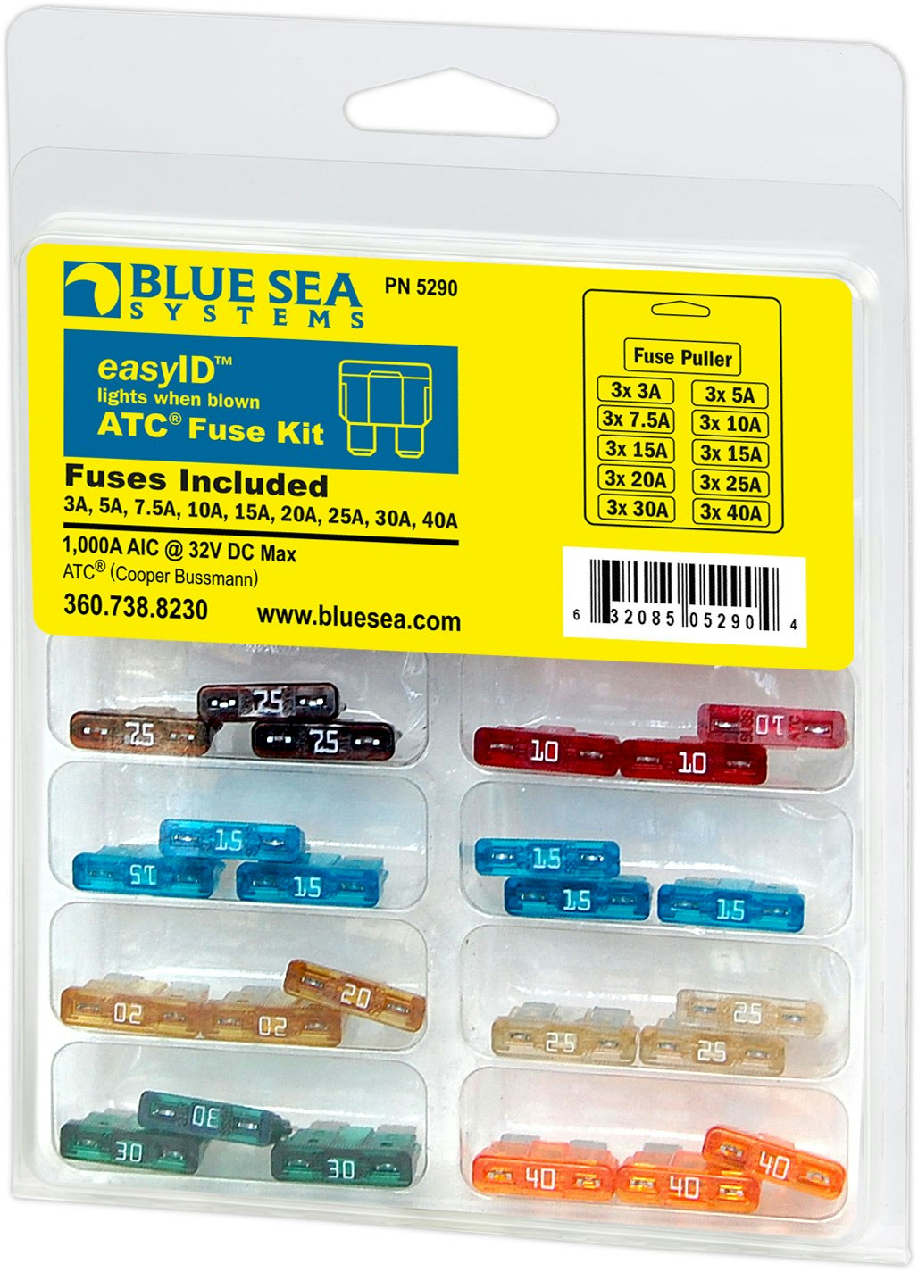  Blue Sea Systems - Sikring AUTO (LED) 3 x 3/5/7,5/10/15/20/25/30/40A