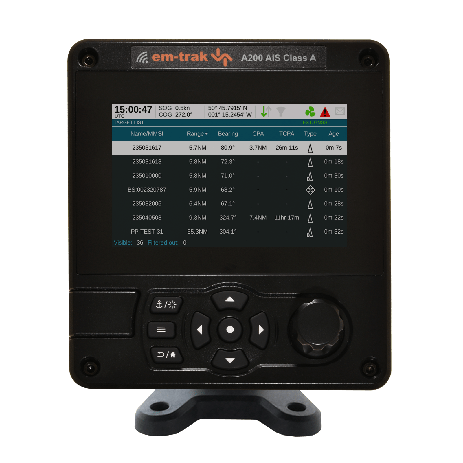 Em-trak - AIS klass A transponder 12W, 5tum färgskärm