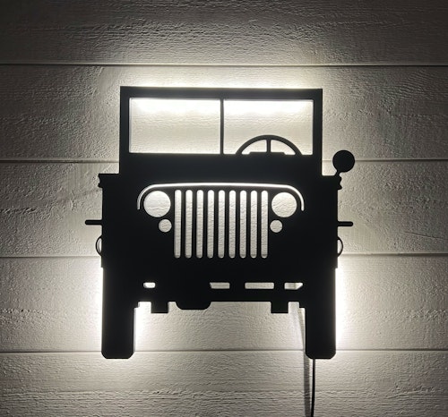 Vägglampa Bil Willys Jeep frontvy