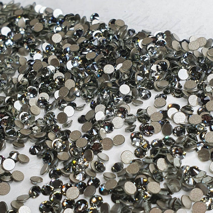 Swarovski Black Diamond rund kristall för naglar