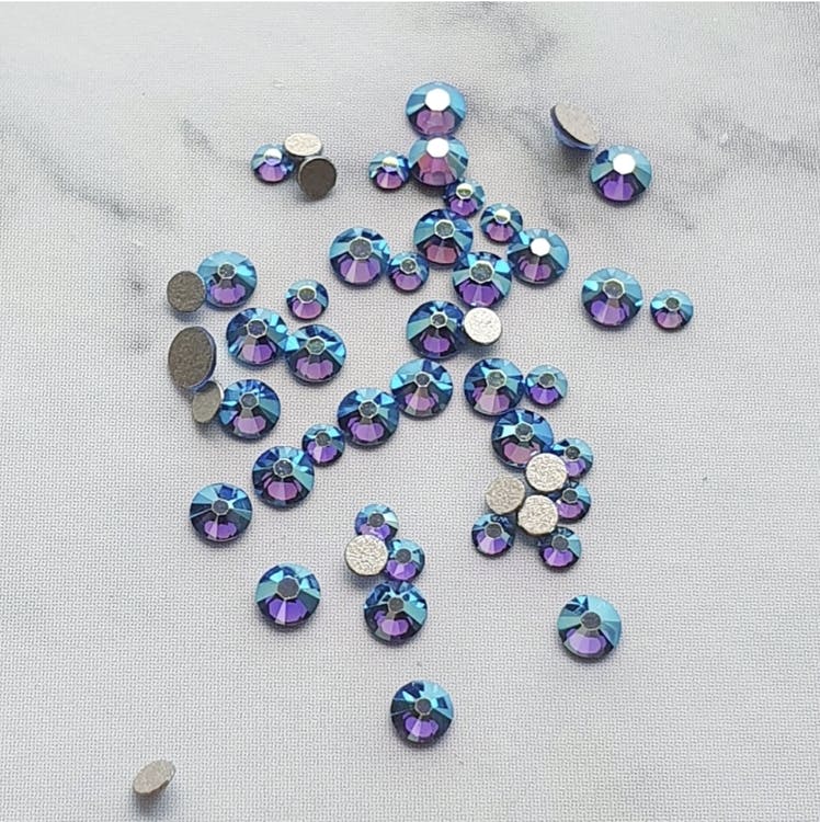 Swarovski Sapphire AB rund kristall för naglar