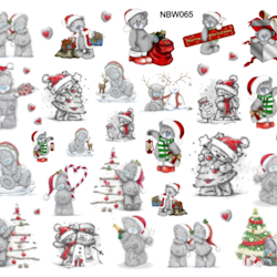 Waterstickers Tattered Teddy Christmas