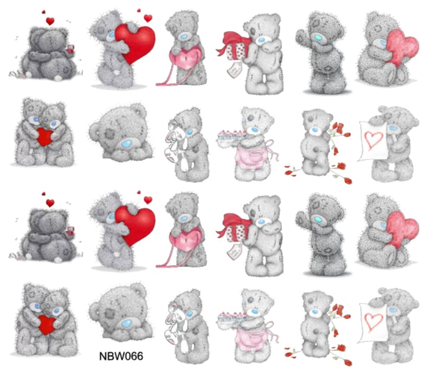 Waterstickers Tattered Teddy Valentine