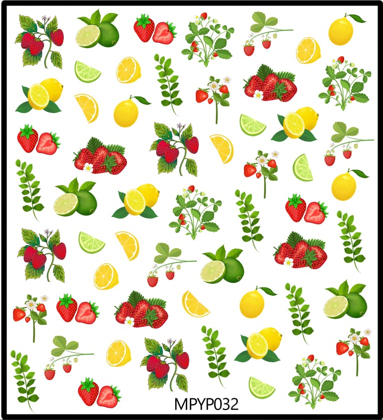 Klistermärken Nail stickers citron, jordgubbar, smultron, nagelklistermärken