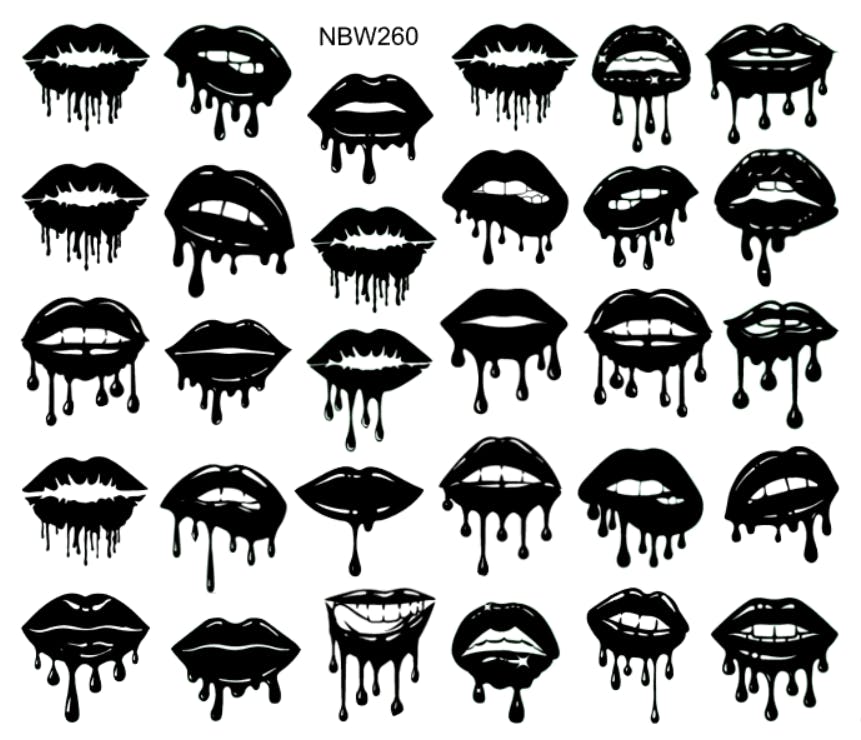 Watersticker - Lips 1 Black