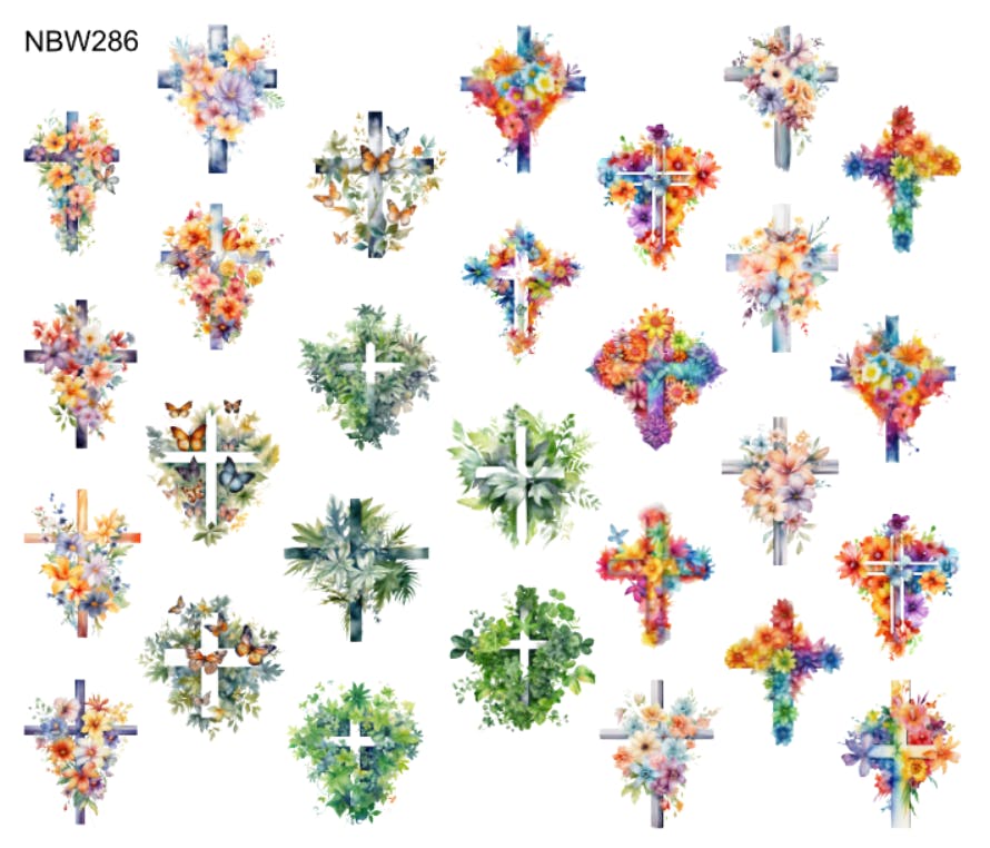 Watersticker - Cross Flowers 2