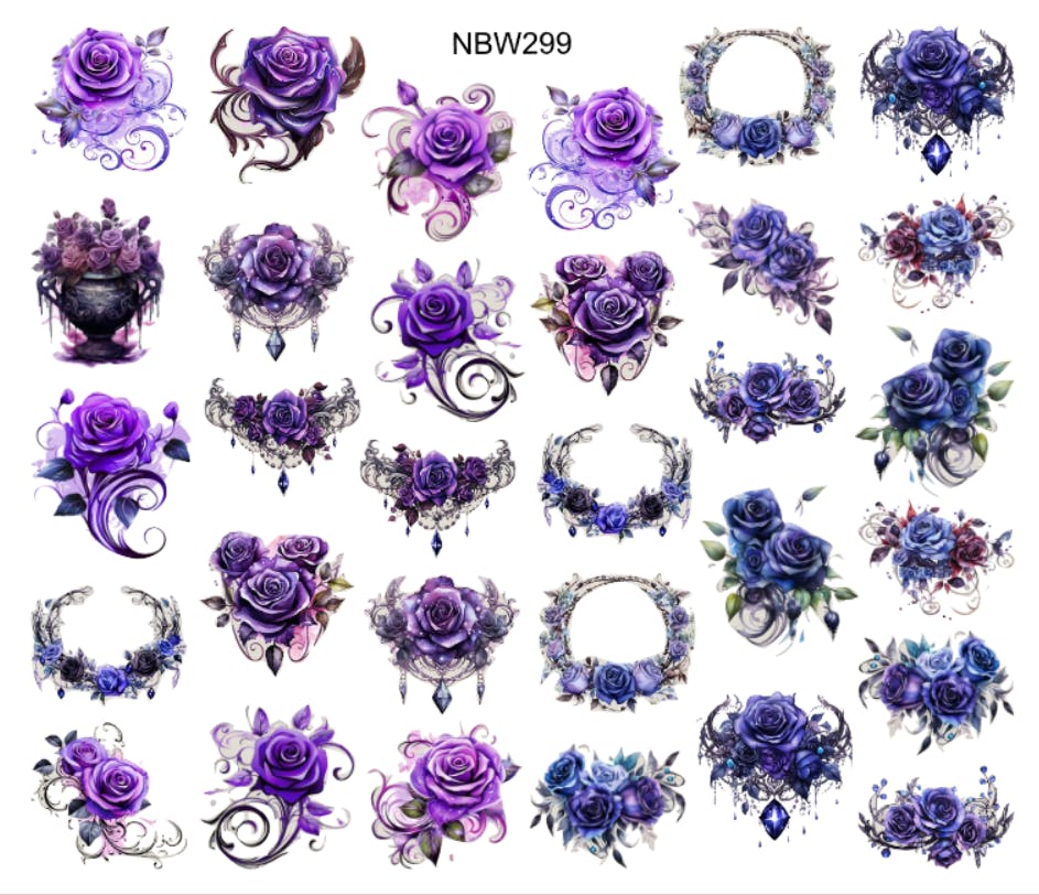 Watersticker - Purple & Blue Roses