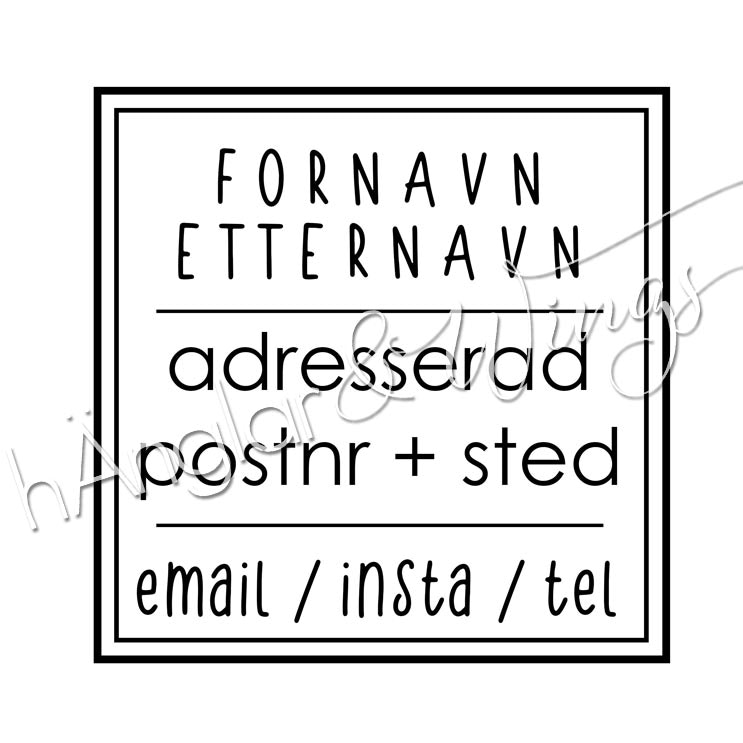 PERSONLIG - 235 kvadrat - Navn + Adresse (NORSK)