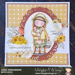 RETIRED - Clear Stamps - Flicka med Höna / Girl with Hen - A7