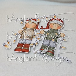 Clear Stamps - Tomtar med Ljusslinga / Santas with String of Lights