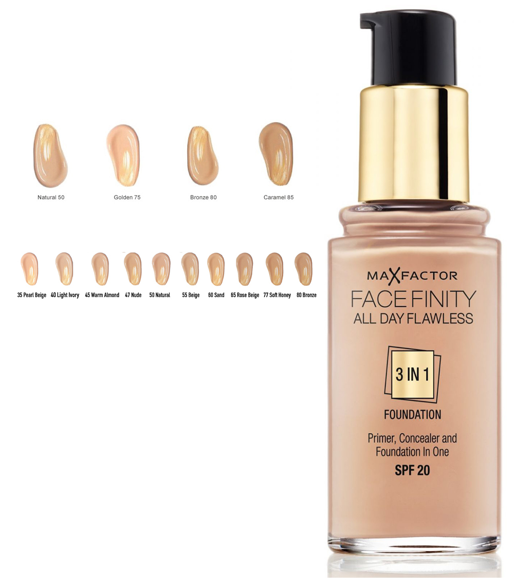 Max Factorfinity All Day Flawless 3-in-1 Foundation SPF20 - Sand