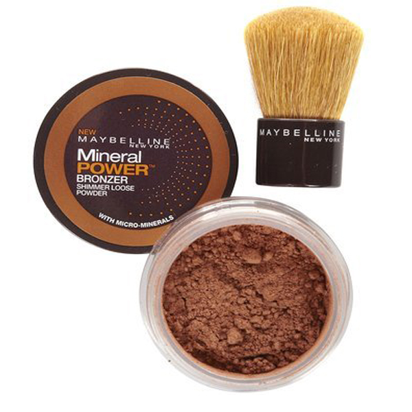 Maybelline Mineral Loose Bronzing Shimmer Powder & Realhair-KabukiBrush- 02 Sunkissed