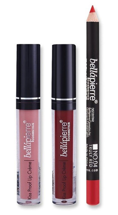Bellapierre Kiss Transfer-Proof Liquid Lip Kit-Nude& 40s Red