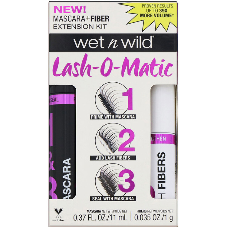 Wet n Wild Lash-O-Matic Mascara + Fiber Extension Kit-Very Black