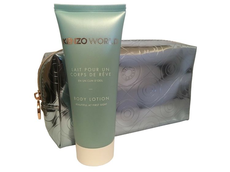 Kenzo World Silver Blue Make up Bag Pouch & Body Lotion 75ml