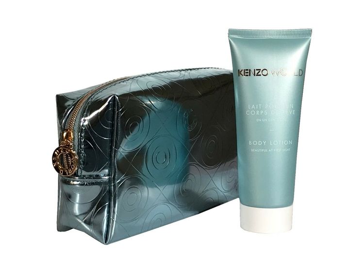Kenzo World Silver Blue Make up Bag Pouch & Body Lotion 75ml