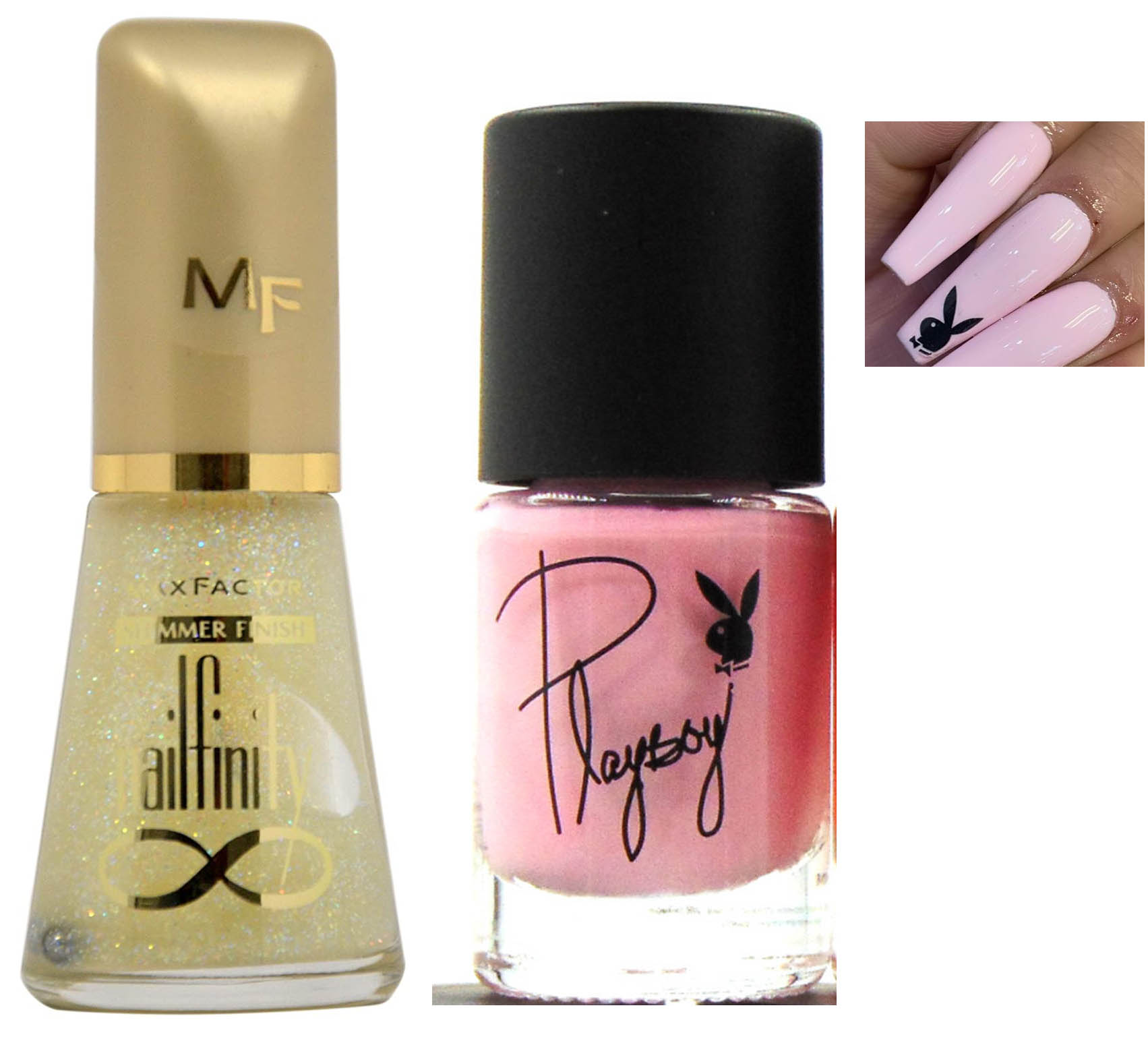 Playboy Baby Doll Pink Crème Nail Polish - Candy Floss + Max Factor 866 Extra Glitter