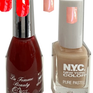La Femme Silky Polish Cherry + NYC Nail Care Pure Pastel with Mineral Care