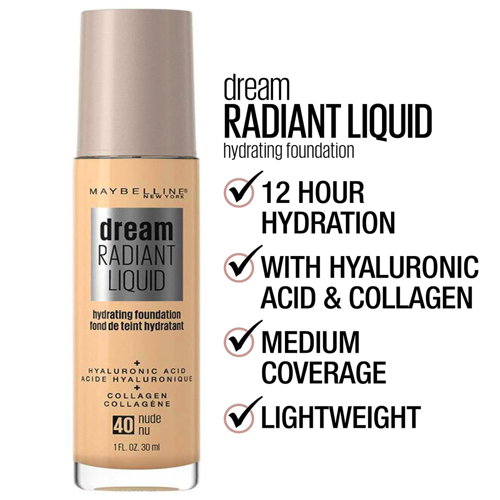 Maybelline Dream Radiant Liquid Hydrating Foundation-40 Nude