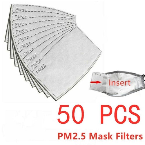 50-pack PM2.5 Filter för mask/munskydd