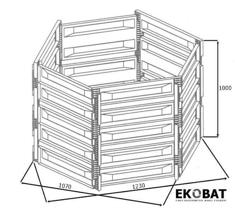 Kompostbehållare 1050L, kompostbox för kompostering utomhus, Ekobat