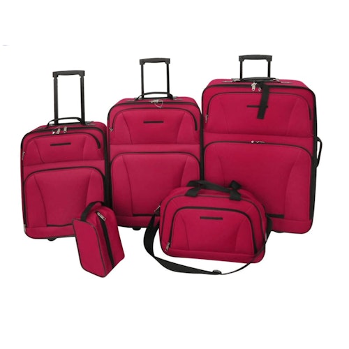 Resväskor set 5 delar röd eller svart