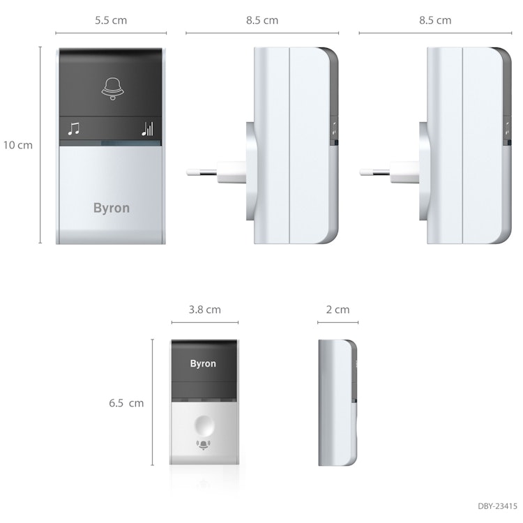 Byron Trådlös dörrklocka Kinetic Ej batteri x2 mottagare
