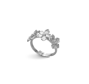 Catwalk Exclusive - Ring Stardust Flower Rhodinerat Silver