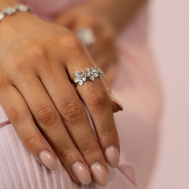 Catwalk Exclusive - Ring Stardust Flower Rhodinerat Silver