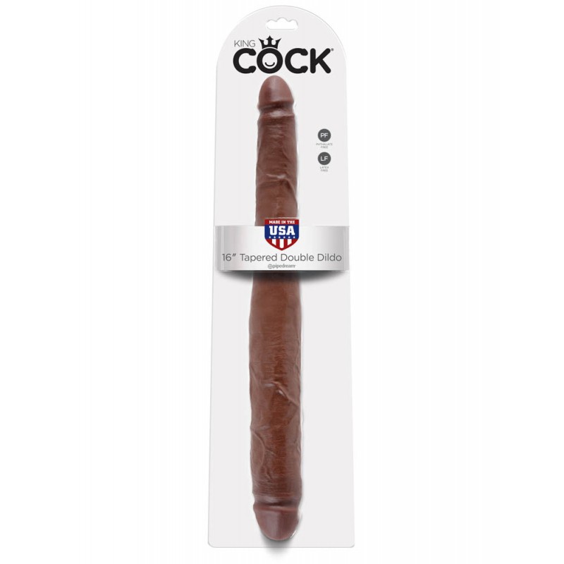 King Cock 16" Tapered Double Dildo - Brown