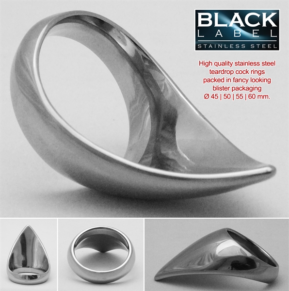 Stainless Steel Teardrop Cock Ring 50 mm
