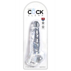 King Cock Clear /w Balls 8 Inch
