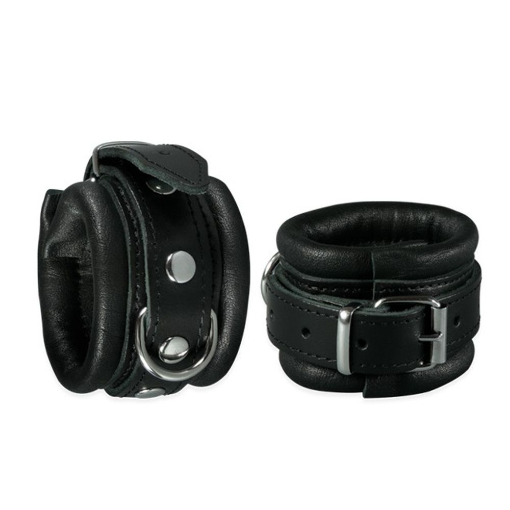 Kiotos Leather Handcuffs 5 cm - Black