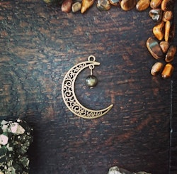 Moon Magic hänge med Guldobsidian och antikt bronsfärgad måne