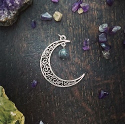 Moon Magic hänge med Larvikit och antikt silverfärgad måne