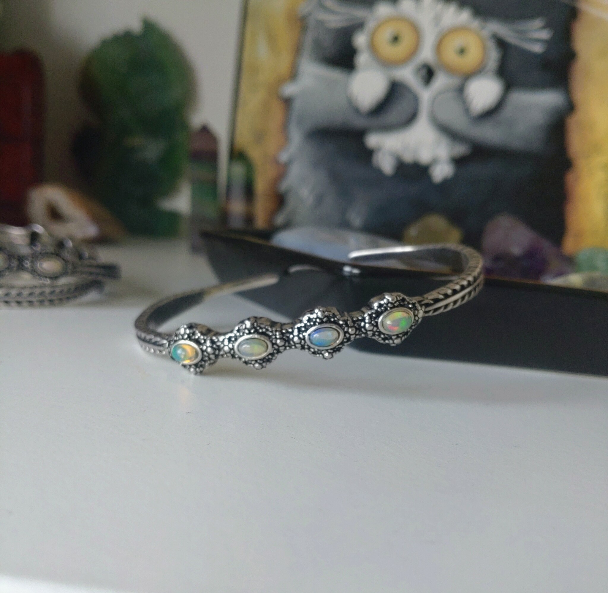 Silverpläterat armband med Opal
