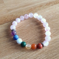 Chakra Rainbow armband med Rosenkvarts