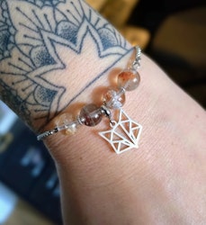 Foxy Lady armband med Trädgårdskvarts av rostfritt stål av olika kristaller