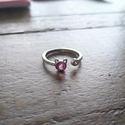 Crazy Cat Lady ring med rosa Topas