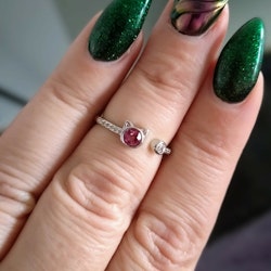 Crazy Cat Lady ring med rosa Topas