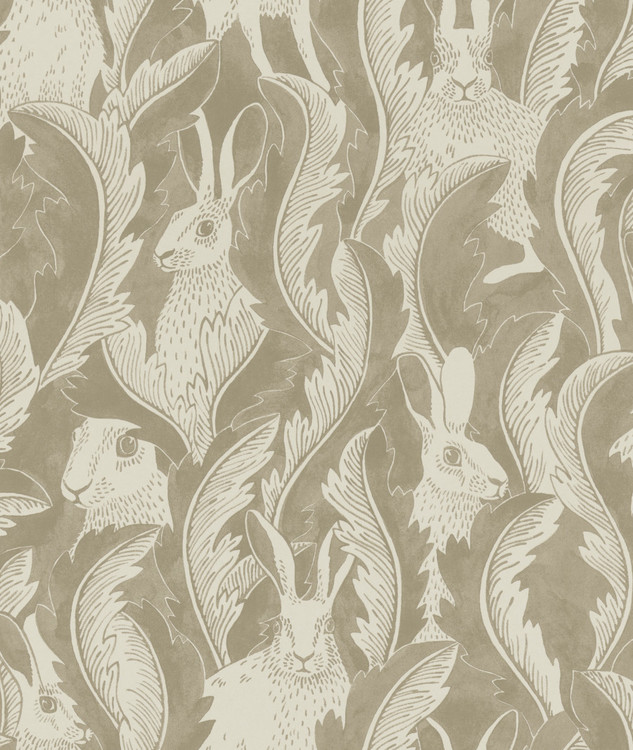 Tapet Hares in hiding Taupe
