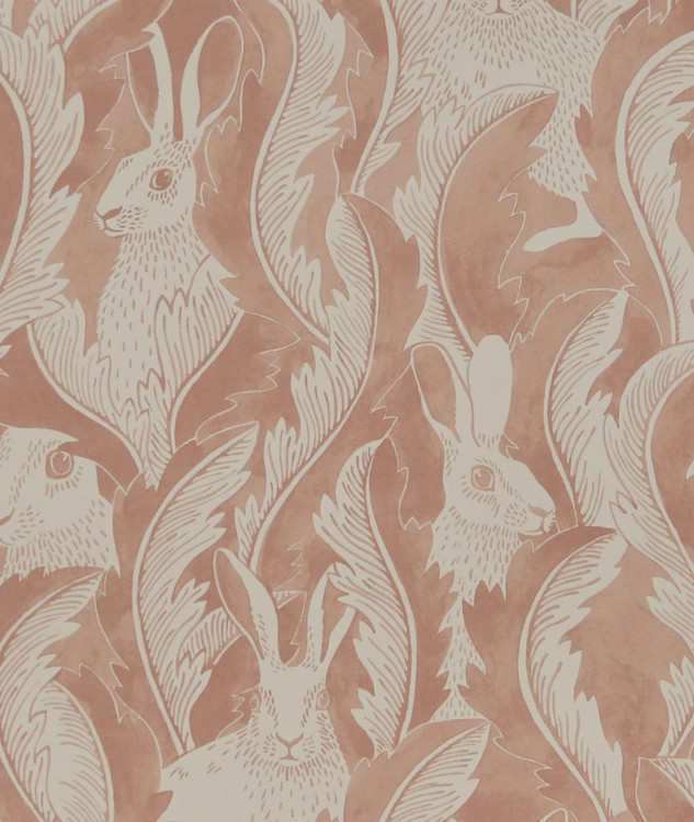 Tapetprov Hares in hiding Dusty Pink