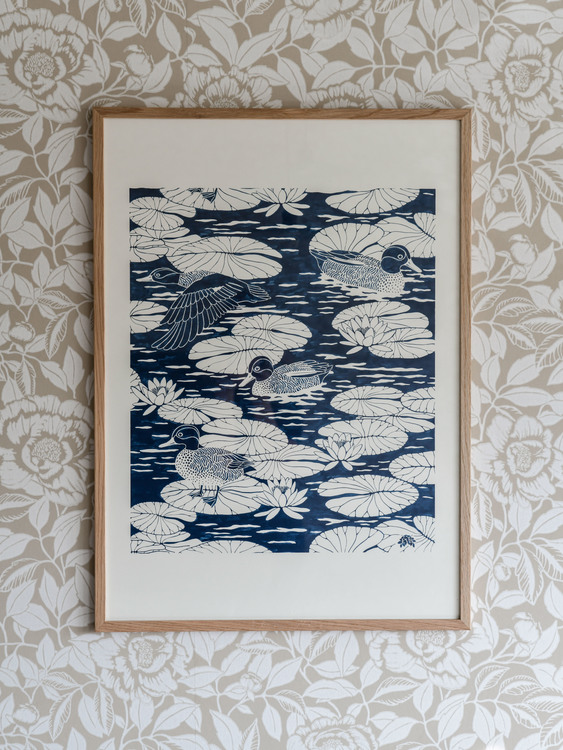 Poster 50x70cm Duck pond blå