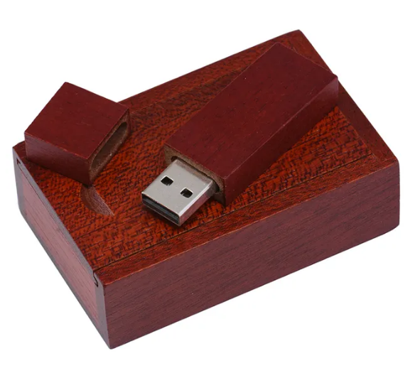USB Minne i liten trälåda med eget tryck - 128 GB